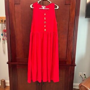 Vintage FADs Red Velvet Jumper Size Medium hand painted buttons